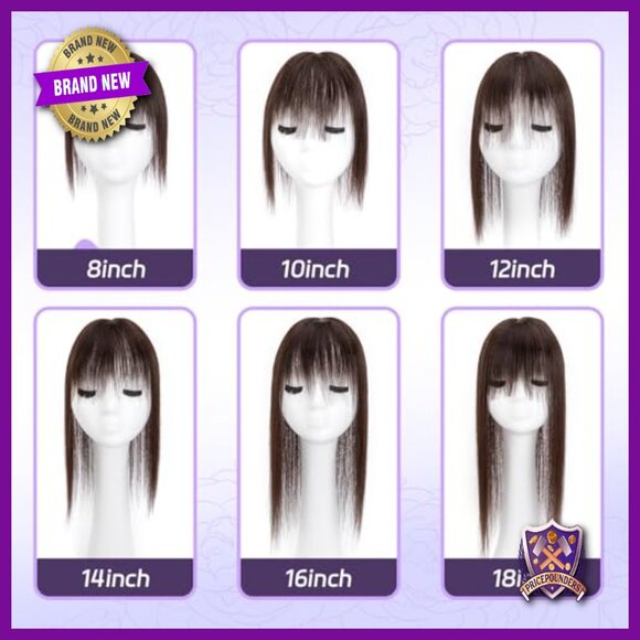 12 Inch Human Hair Topper with Bangs for Thin Hair, 7x12cm Base main image 4